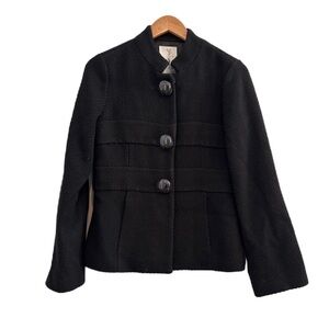 Tibi New York Black Wool Blend 3 Button Fitted Jacket Size 6